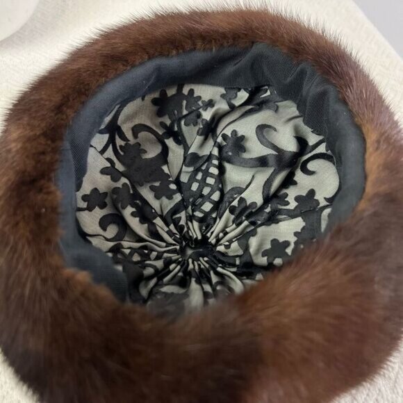 Vintage Handmade Mink Fur Made In Canada Women’s Luxury Hat One Size 50s 60s - Picture 9 of 11